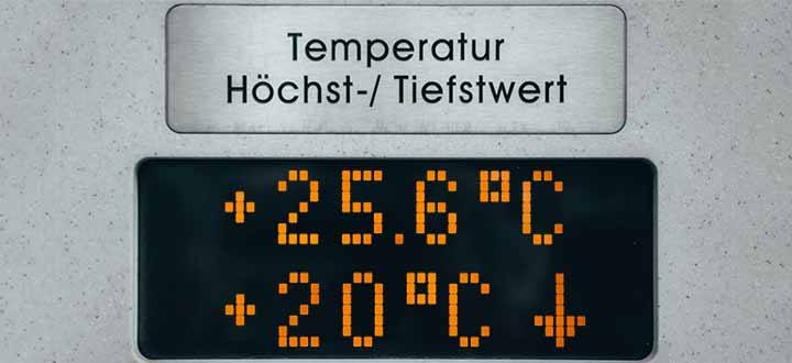 Anzeige von maximalen und minimalen Temperaturen